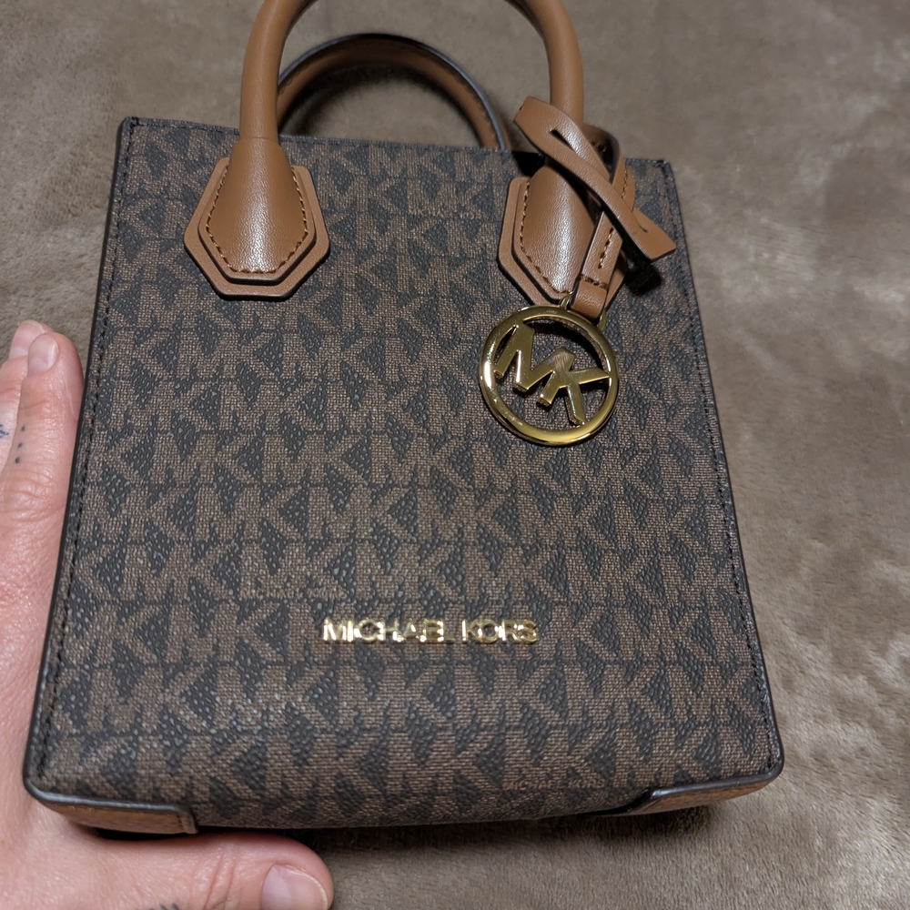 Michael Kors Brown and Tan Monogram Handbag